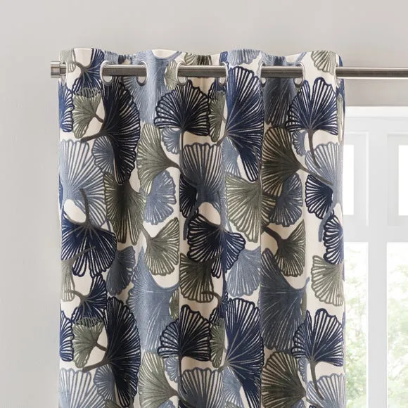 Gingko Cut Velvet Eyelet Curtains 1
