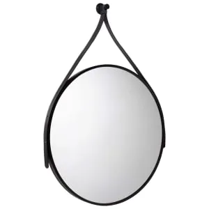 Croydex Mirror with Leather Effect Hanging Strap - Black - 600mm 2