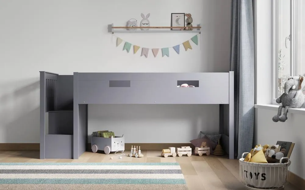 Flair Charlie Staircase Mid Sleeper Cabin Bed in Grey 2