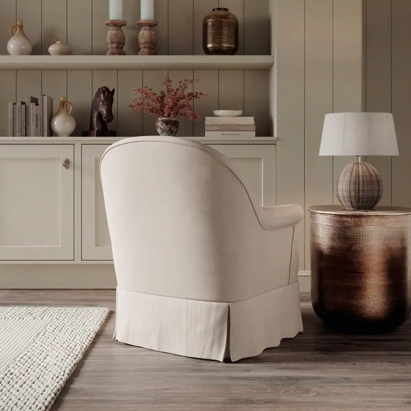 Petit Faux Linen Skirted Occasional Armchair 2