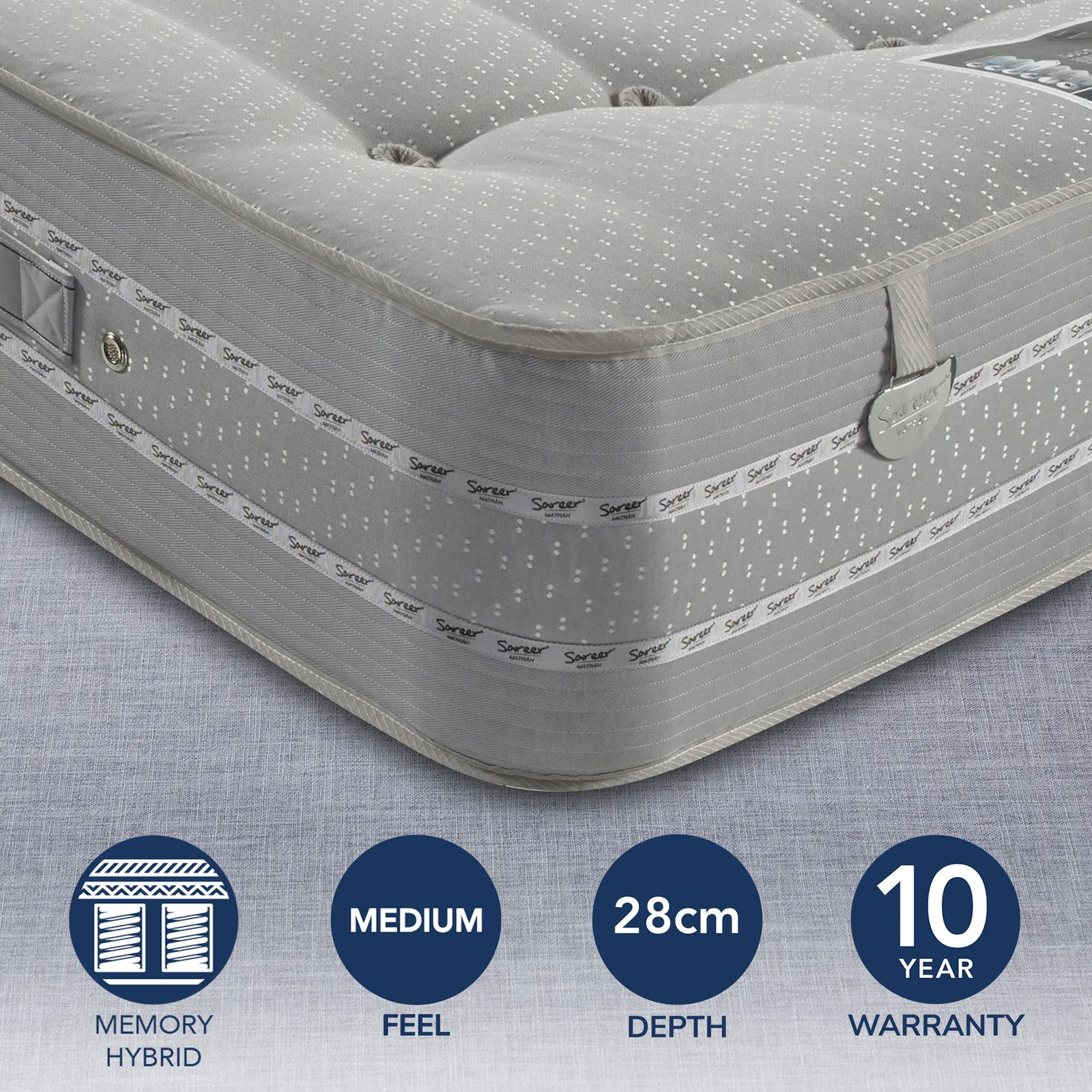 Pocketo Medium Firm 1500 Memory Mattress Grey