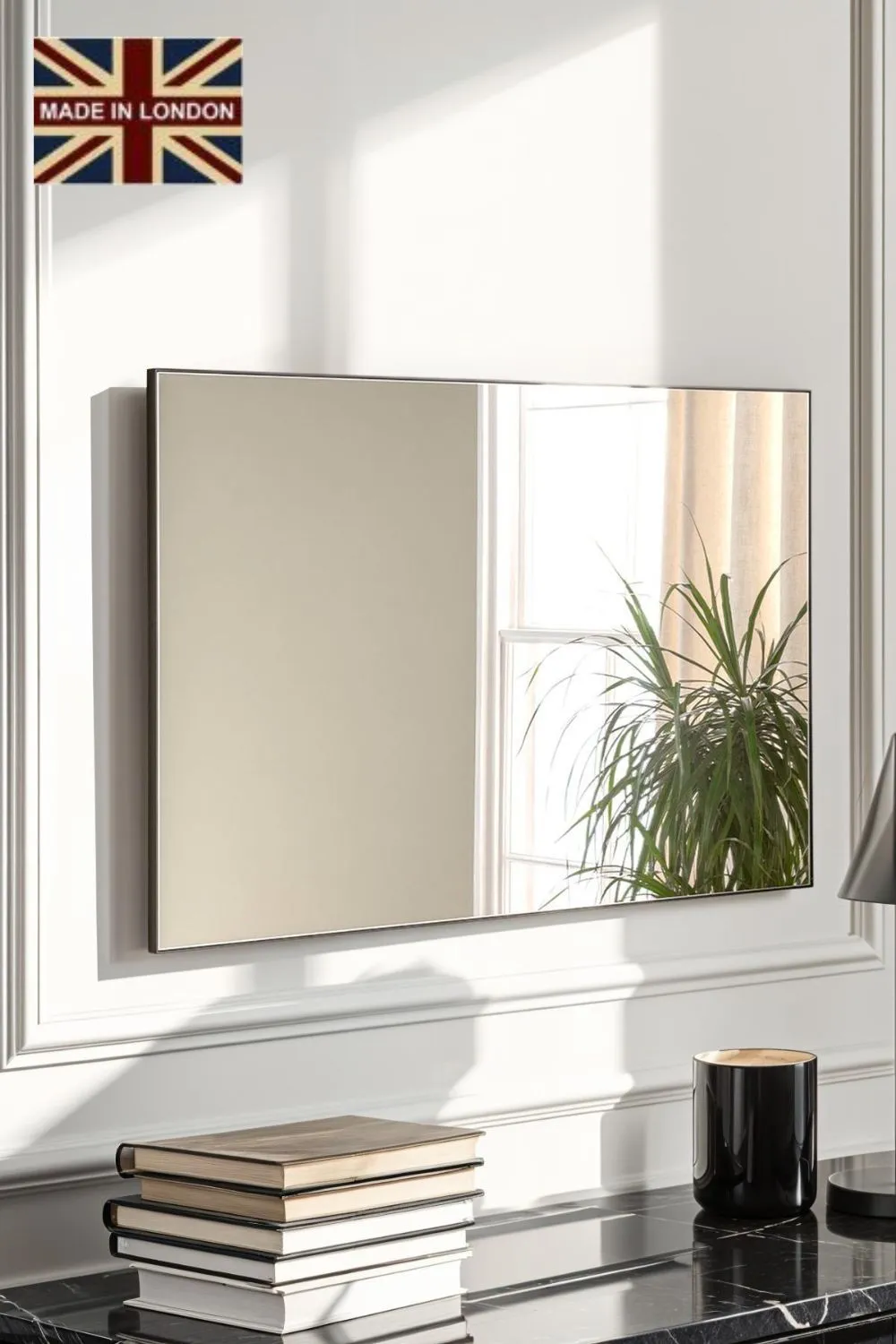 Yearn Mirrors Minimal Black Rectangular Mirror 120x80cm