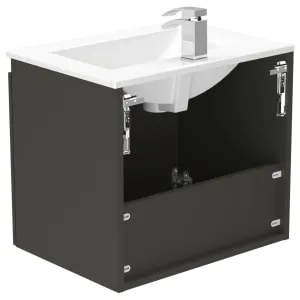 Newland Midnight Mist Basin Suspended Double Door Unit - 600mm 2