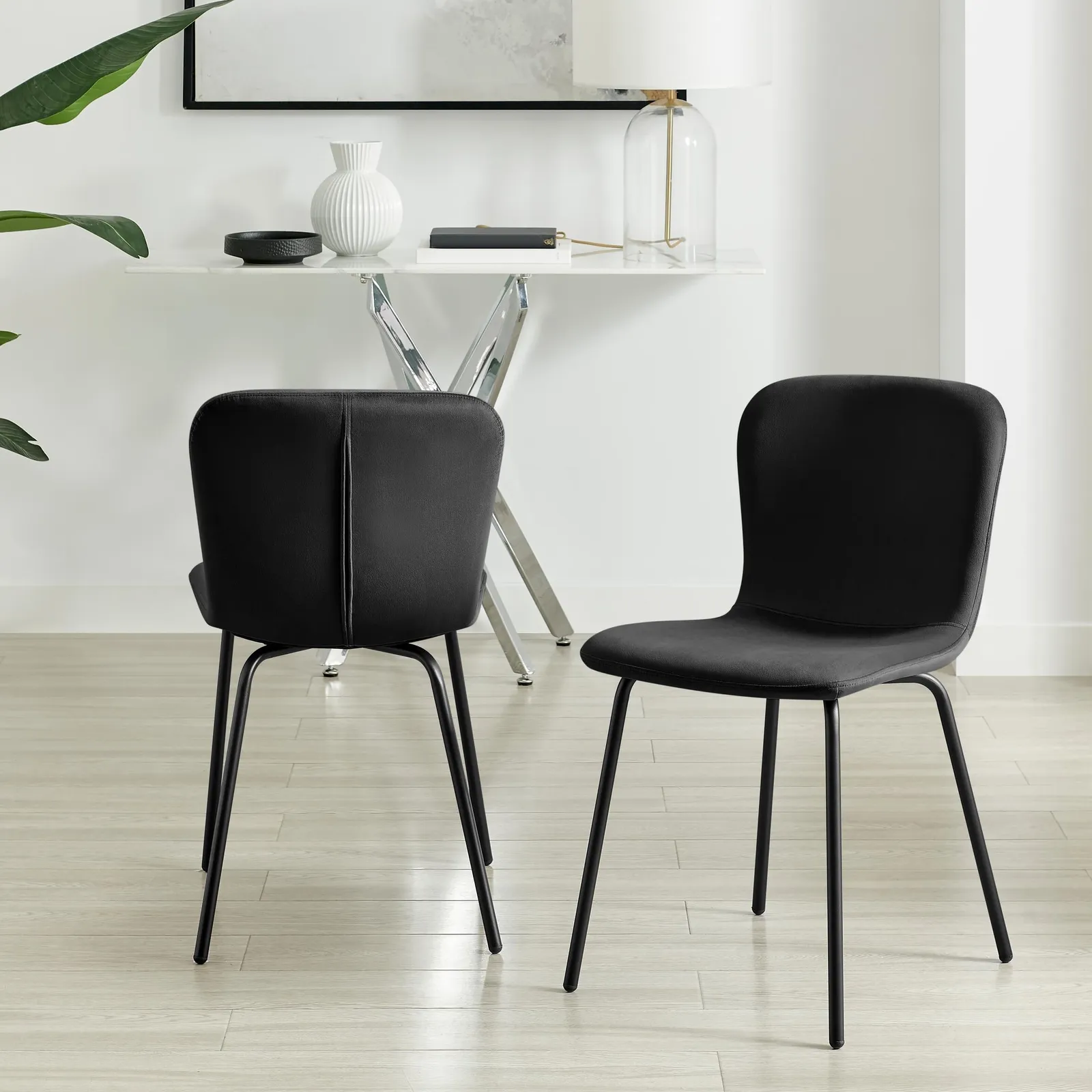FurnitureboxUK 2 x Asti Black Velvet Dining Chairs 3