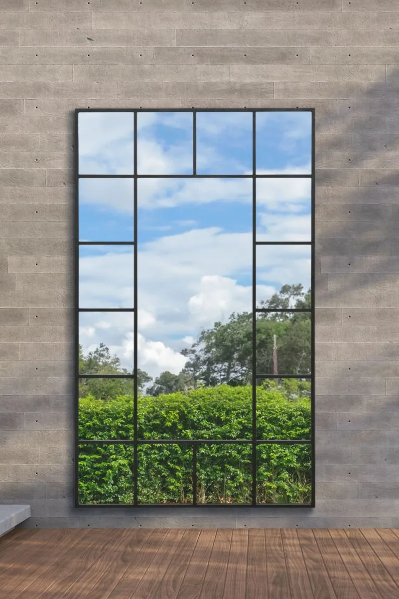 MirrorOutlet Black Modern Wall & Leaner Garden Mirror 79"x 47" 200x120cm