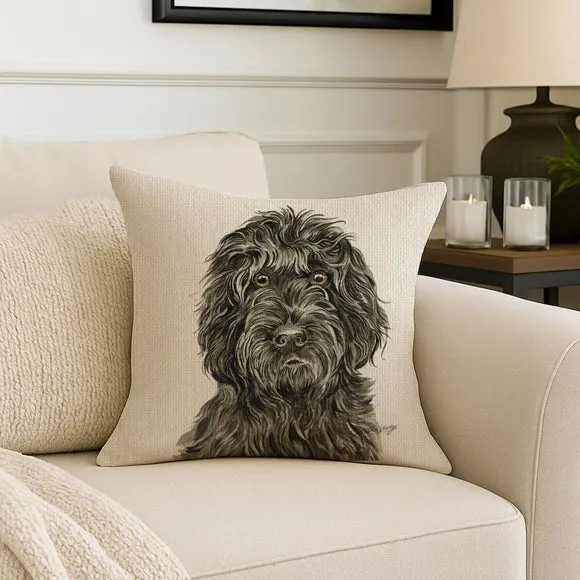 Christine Varley Black Cockapoo Square Cushion