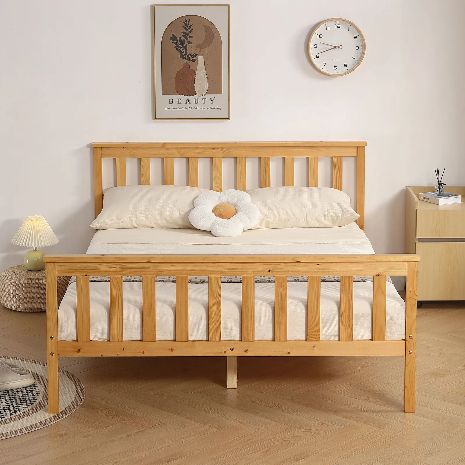 Comfy Living Ltd Modern Wooden Bed Frame in Light Brown 4