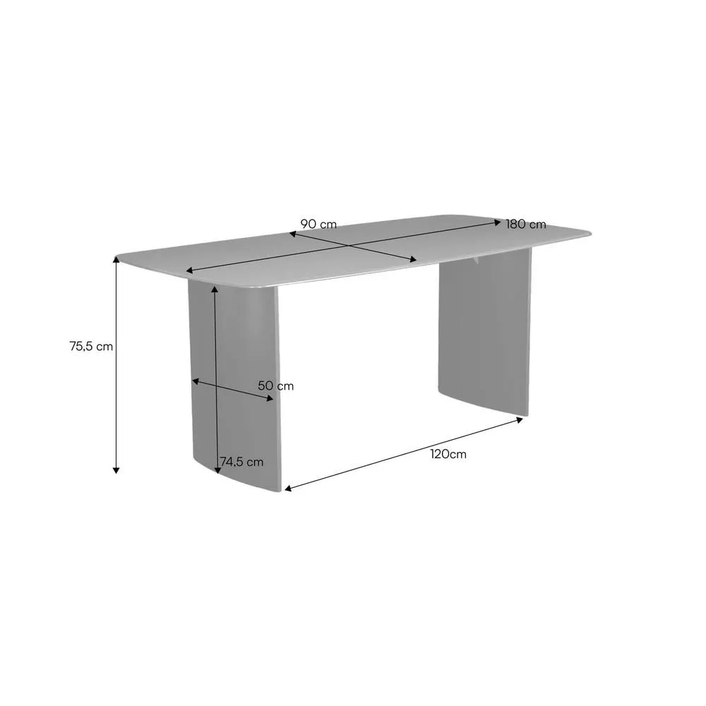 sweeek Dining table with tempered glass top, sandblasted finish, seats 8 in Cream 5