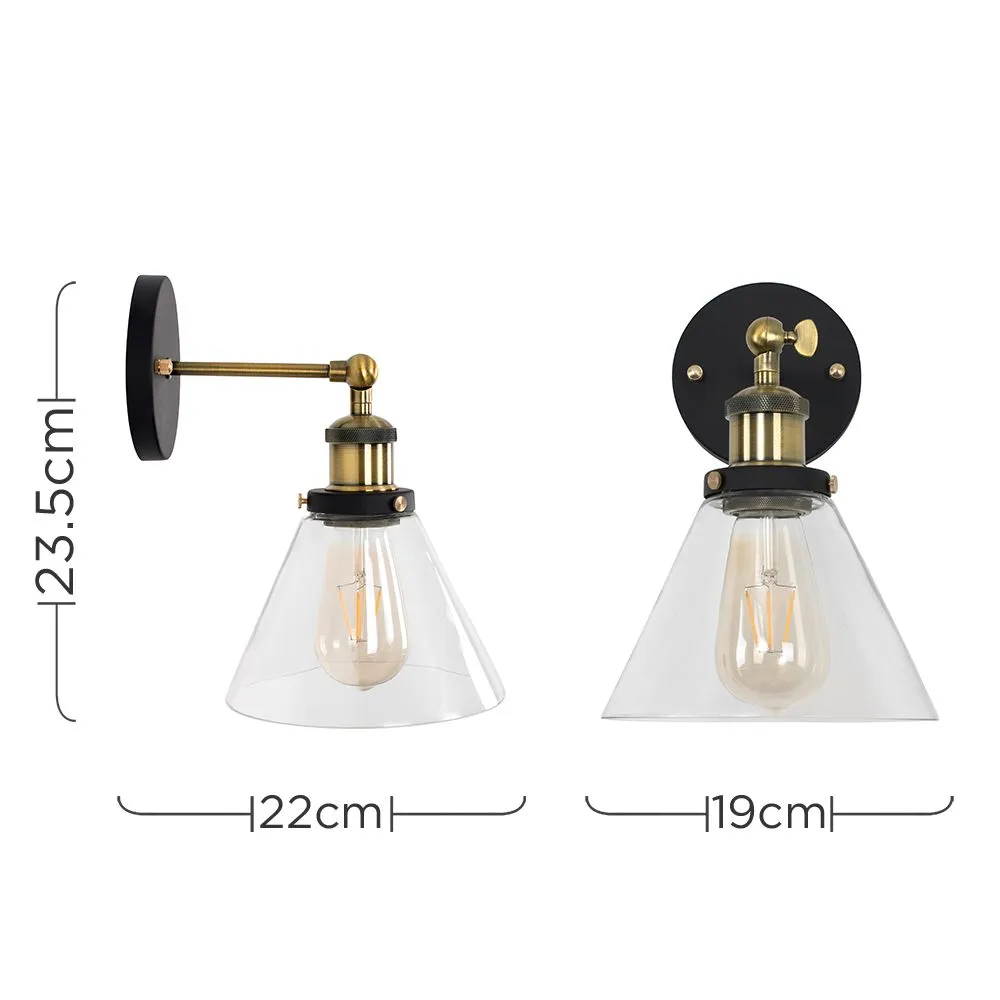ValueLights Norton Industrial Pair of Black Indoor Wall Lantern 6