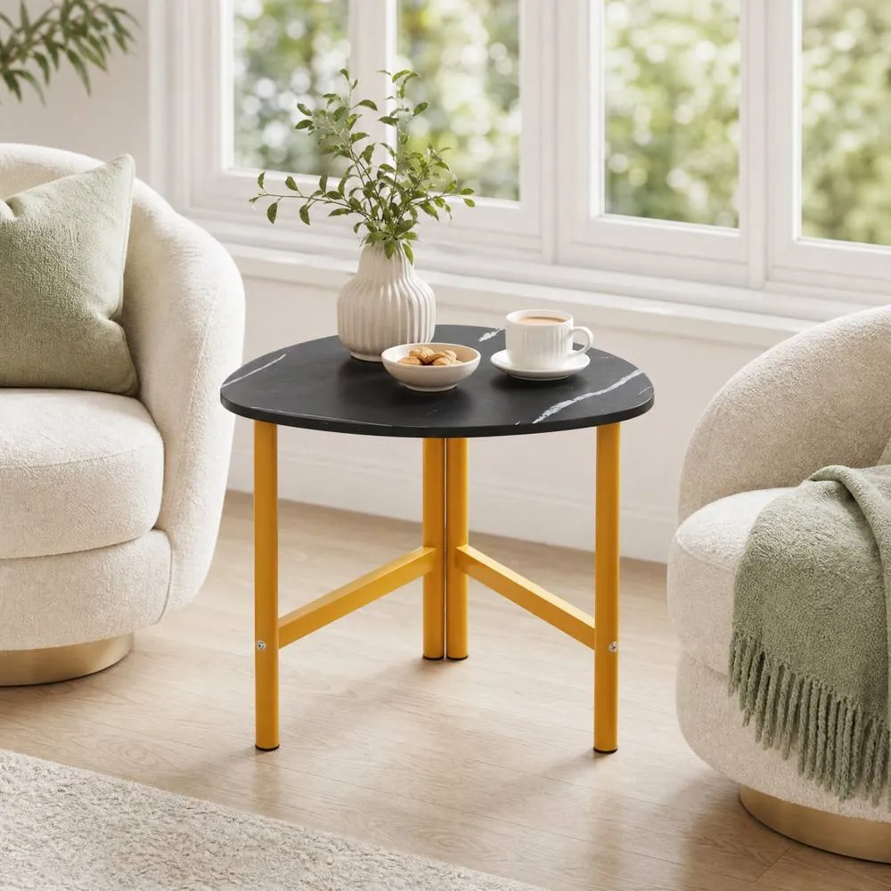 Costway Triangle Coffee Table w/ Metal Legs Sofa Table for Living Room in Black 4