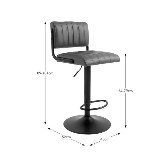Rhys Height Adjustable Bar Stool, PU 6