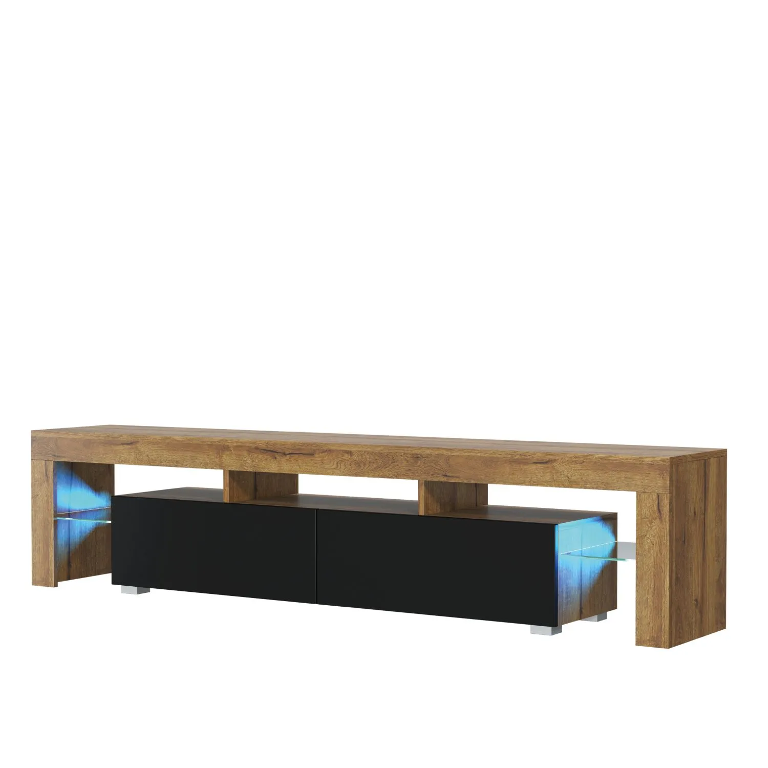 Creative Furniture Nova TV Unit 200cm - A Spacious & Modern Cabinet with Gloss Doors & LED Lights in Dark Brown 2