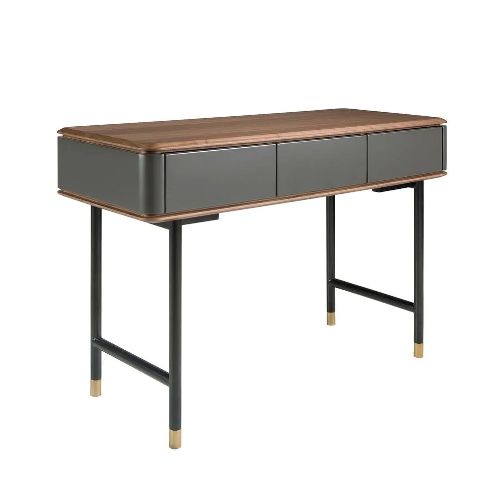 Angel Cerda Rectangular Console Table, Walnut Veneer Top, Matt in Dark Grey