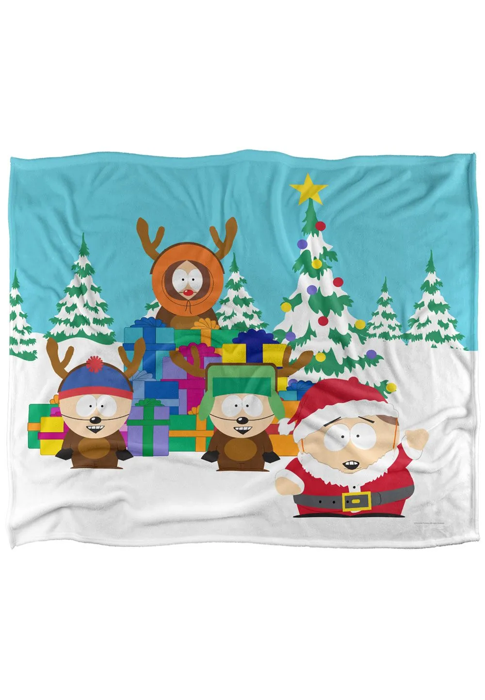 South Park Cartman Santa & Reindeer Boys Silky Touch Super Soft Throw Blanket 152 X 127 cm in White
