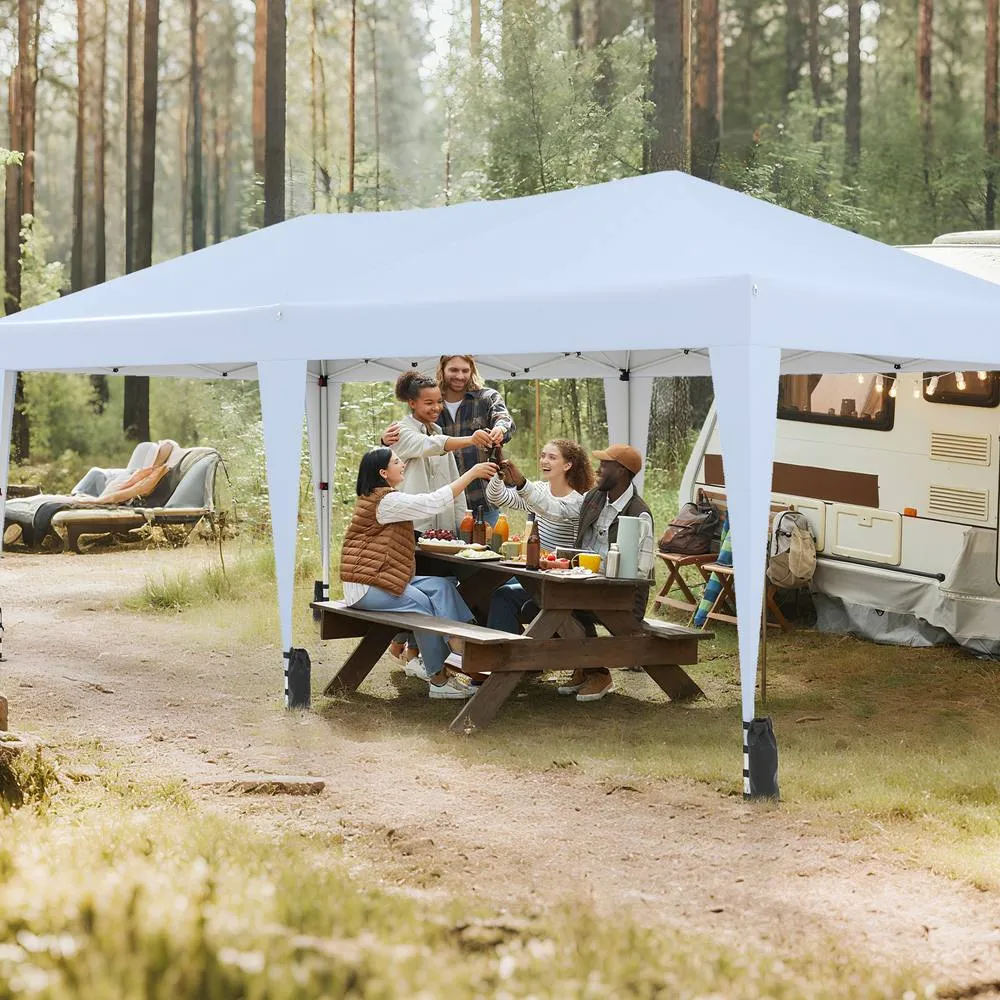 Costway 590x300 CM Pop up Canopy Tent Foldable Patio Shelter w/ Wheeled Bag in White 2