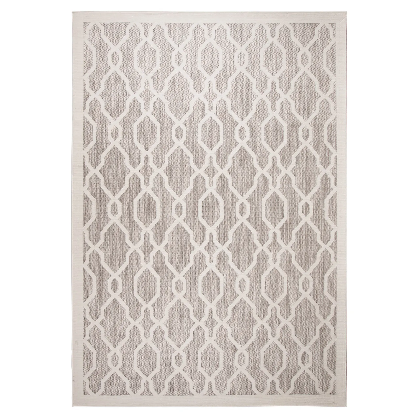 Mendoza Natural Geometric Indoor Outdoor Rug Brown and White