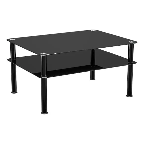 AVF Large Coffee Table, Black Glass with Black Legs 2