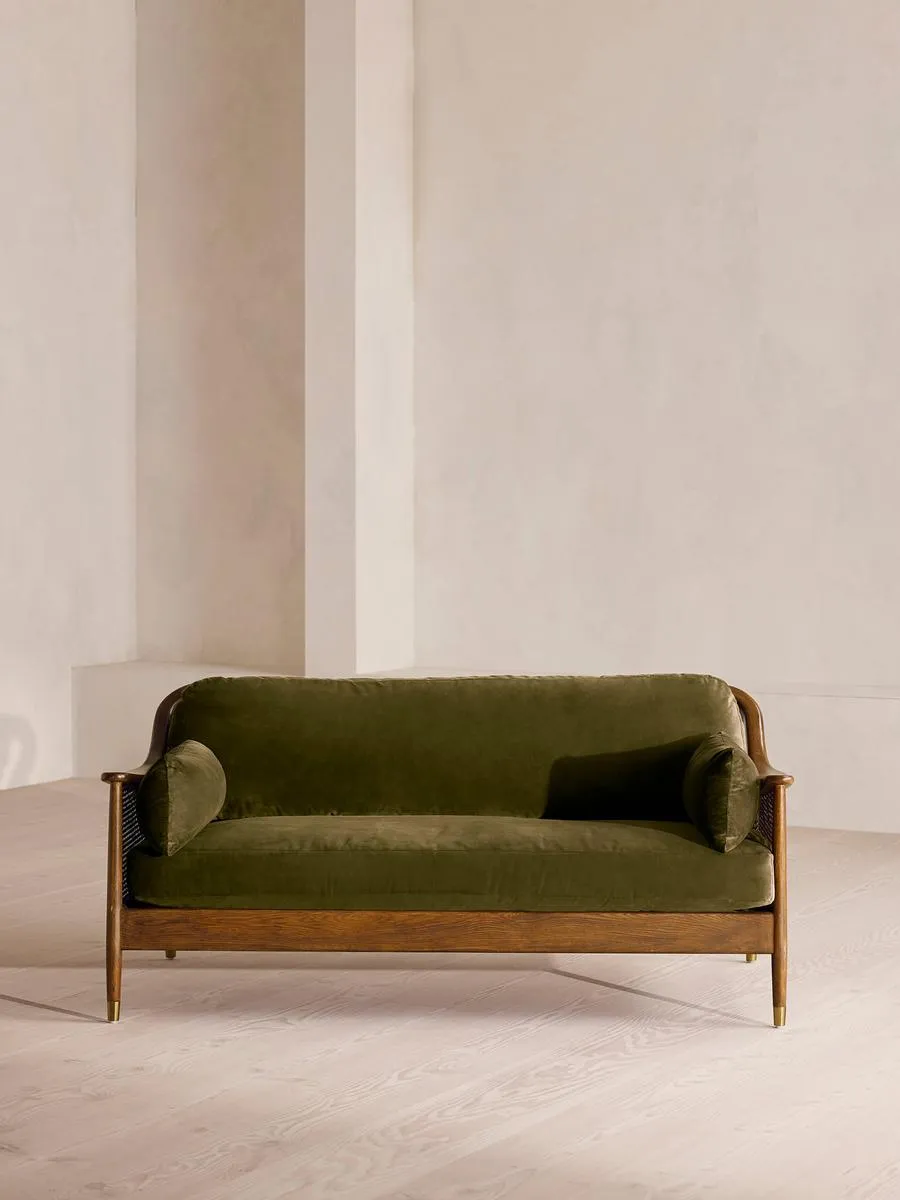 Atlanta Three Seater Sofa, Velvet, Olive
