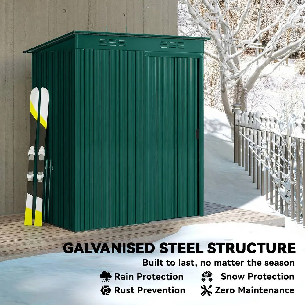 OUTSUNNY 5 x 3.5ft Metal Garden Shed with Effortless Assembly, Green 5