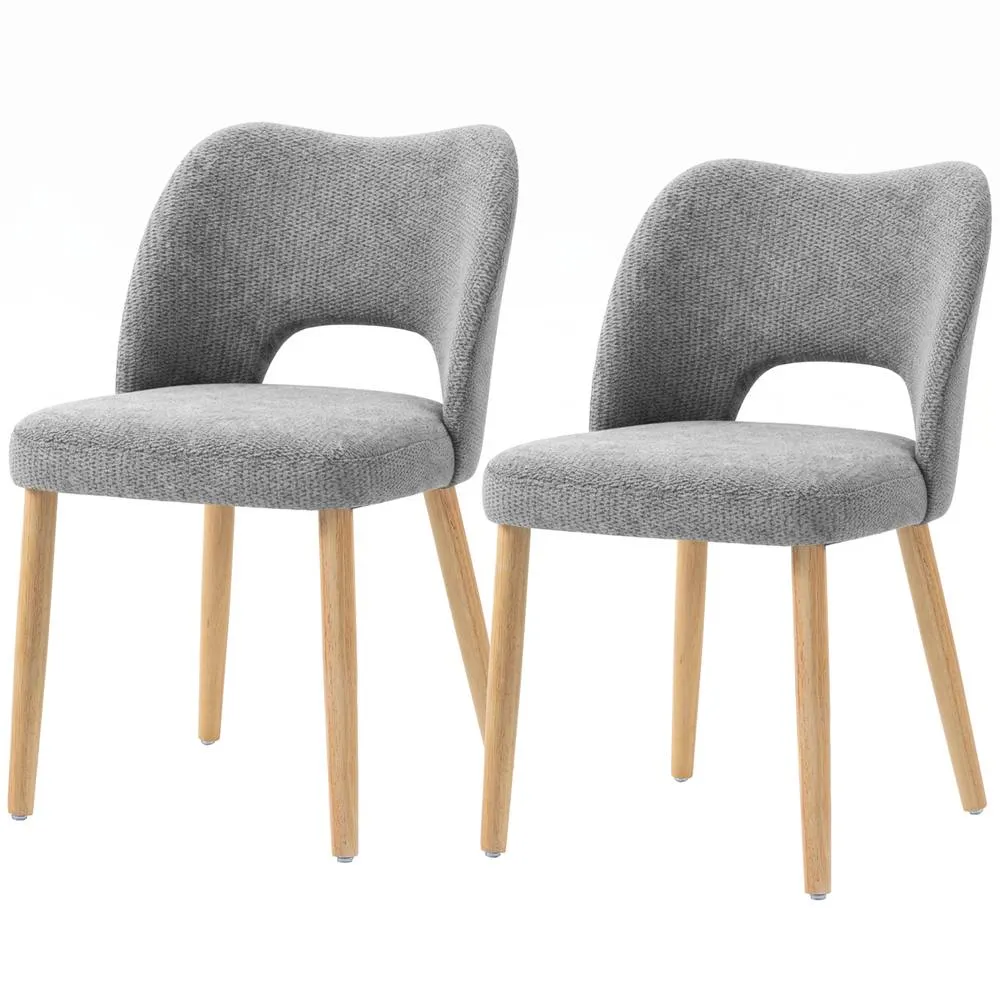 HOMCOM Dining Chairs Set of 2 Curved Open Back in Grey