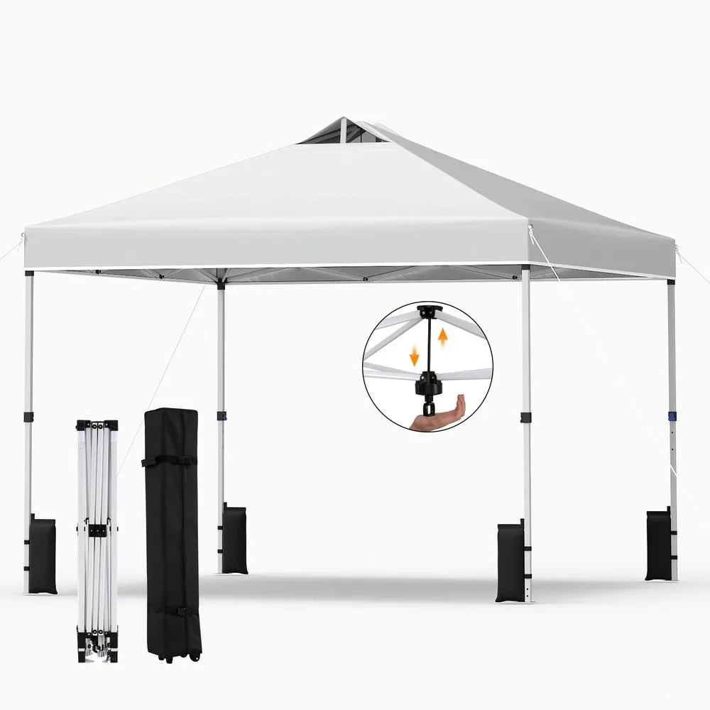 Costway 300 x 300 cm Pop up Canopy Tent 1 Person Easy Setup Gazebo Shelter in White 3