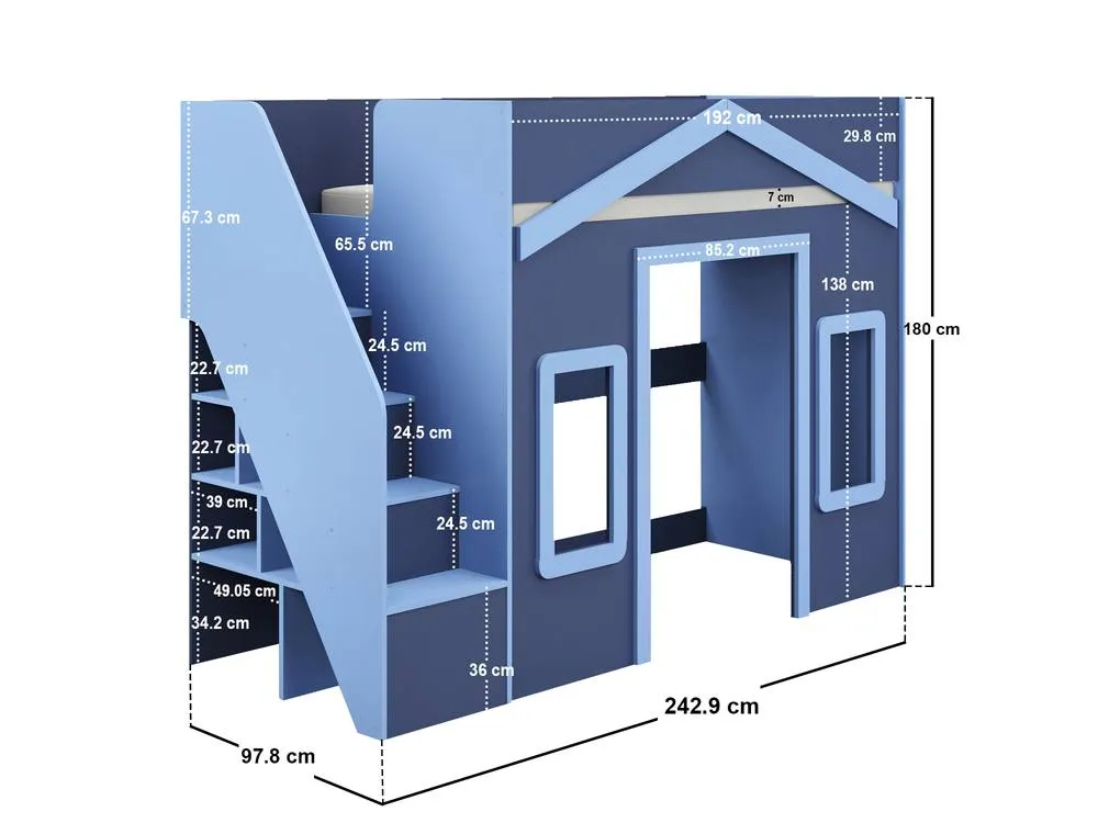 Flair Nixon Playhouse High Sleeper with Storage in Navy 5