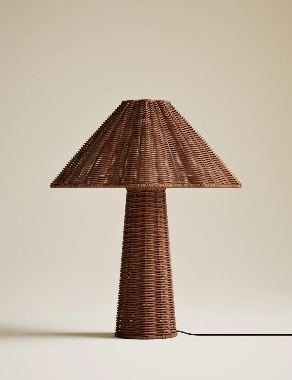 M&S All Over Wicker Scallop Table Lamp Natural