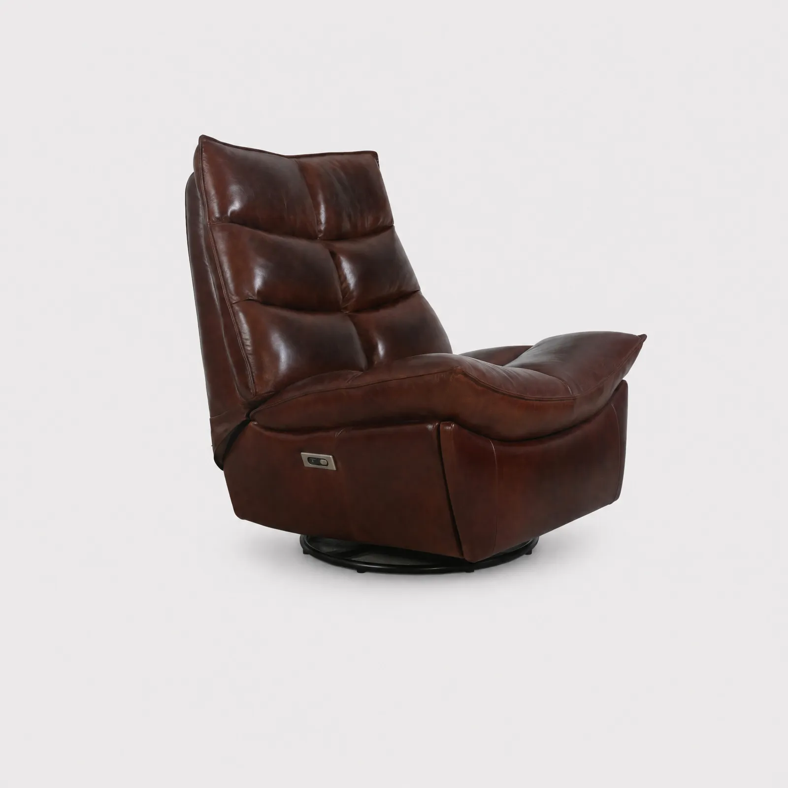 Brize Elect Rock Recl Armchair, Brown Leather | Barker & Stonehouse