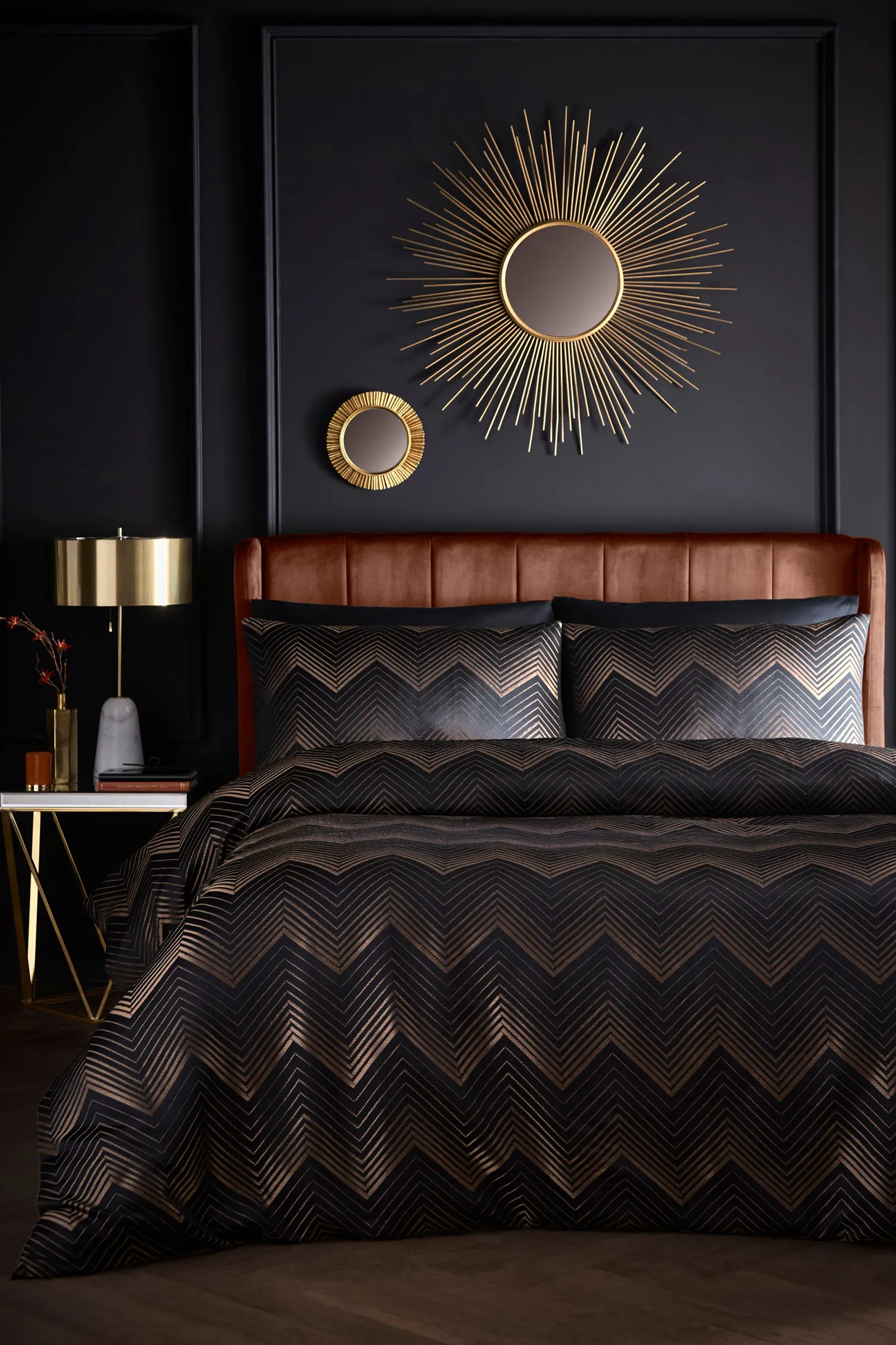 Laurence Llewelyn-Bowen 'Cocktail' Geometric Jacquard Duvet Cover Set in Black