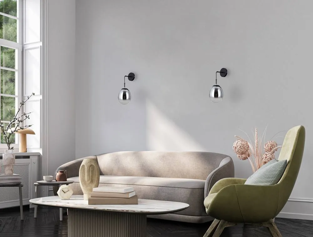 Netlighting Meolo Globe Wall Lamp Matt Black with Smoked Shade 6