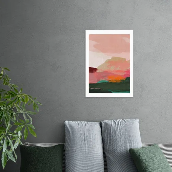 East End Prints Green & Pink Abstract I Framed Print