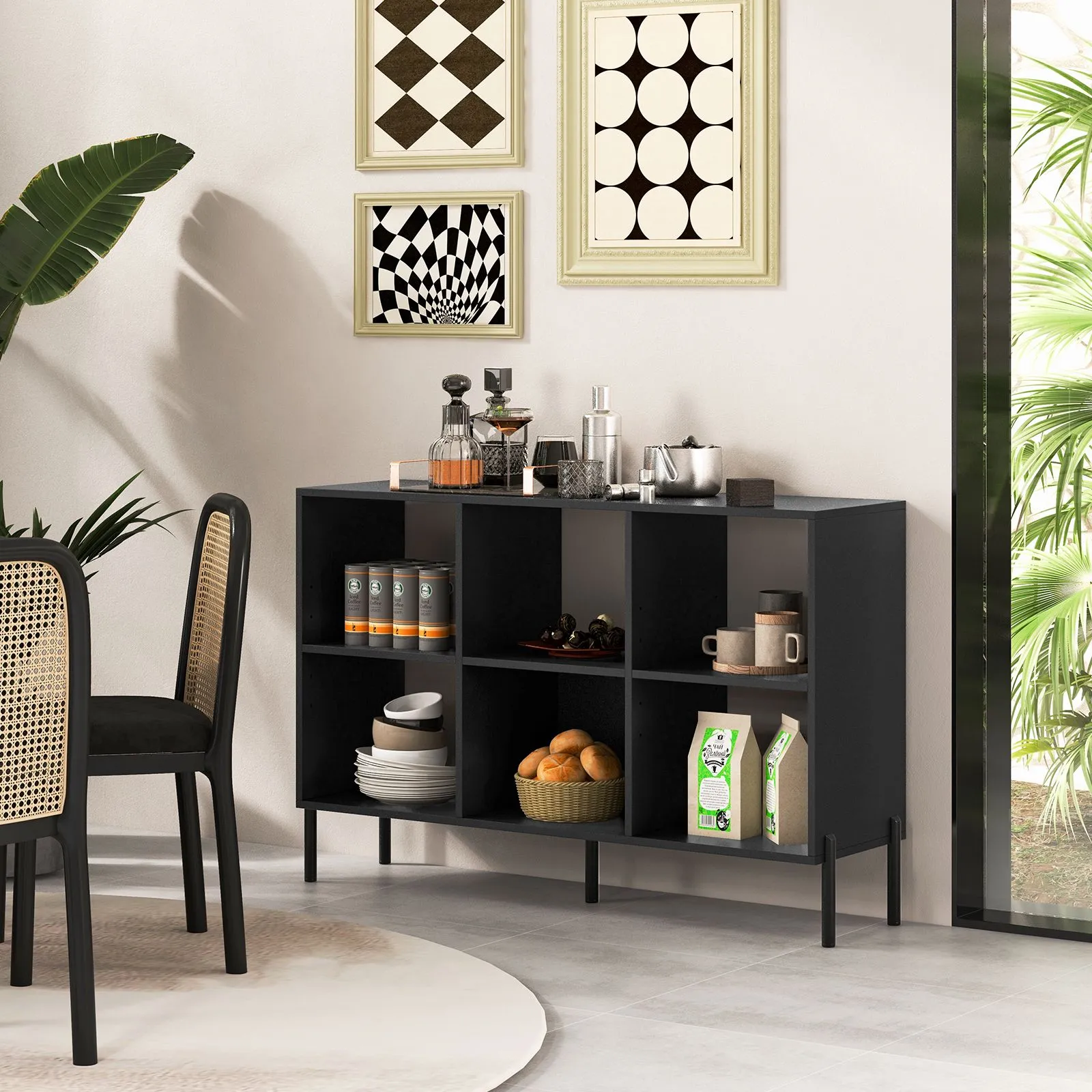 Costway 6-Cube Storage Bookcase Wooden Open Bookshelf in Black 6