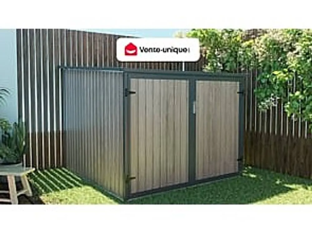 Vente-unique Galvanised Steel Bike Shed - Wood Effect - 4 M² - for 4 Bikes - NIKI in Walnut 4