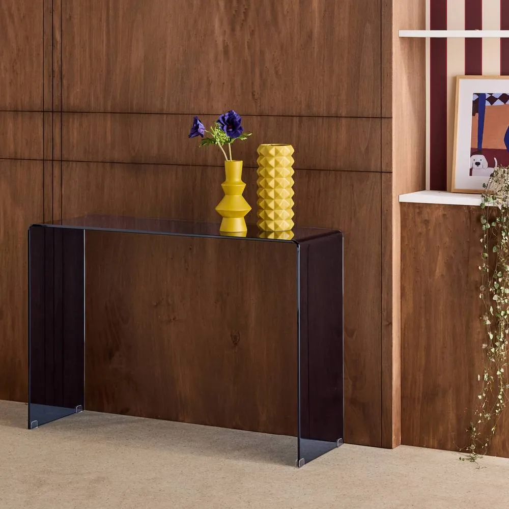 sweeek Rectangular tempered glass console in Grey 4