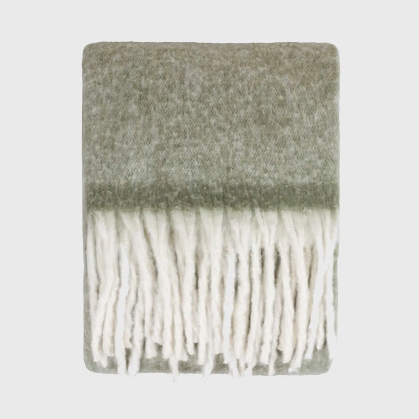 Sage Tasselled Throw Blanket, Green Polyester | Barker & Stonehouse