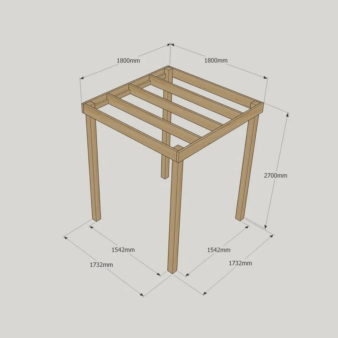 Rutland County Garden Furniture Ltd Box Pergola - Wood - L180 x W180 x H270 cm - Rustic Brown 3