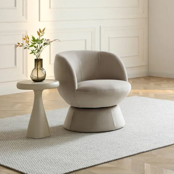 Return - Tulip Velvet Curved Swivel Accent Chair