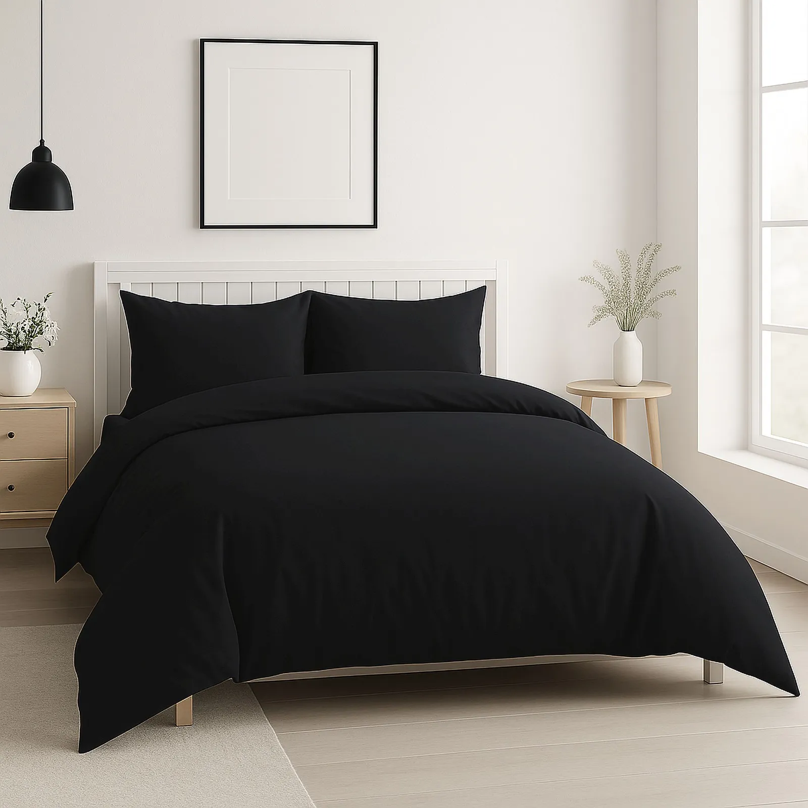 Snug City Luxury 200TC Duvet Cover & Pillowcase/s Set Bed Linen in Black