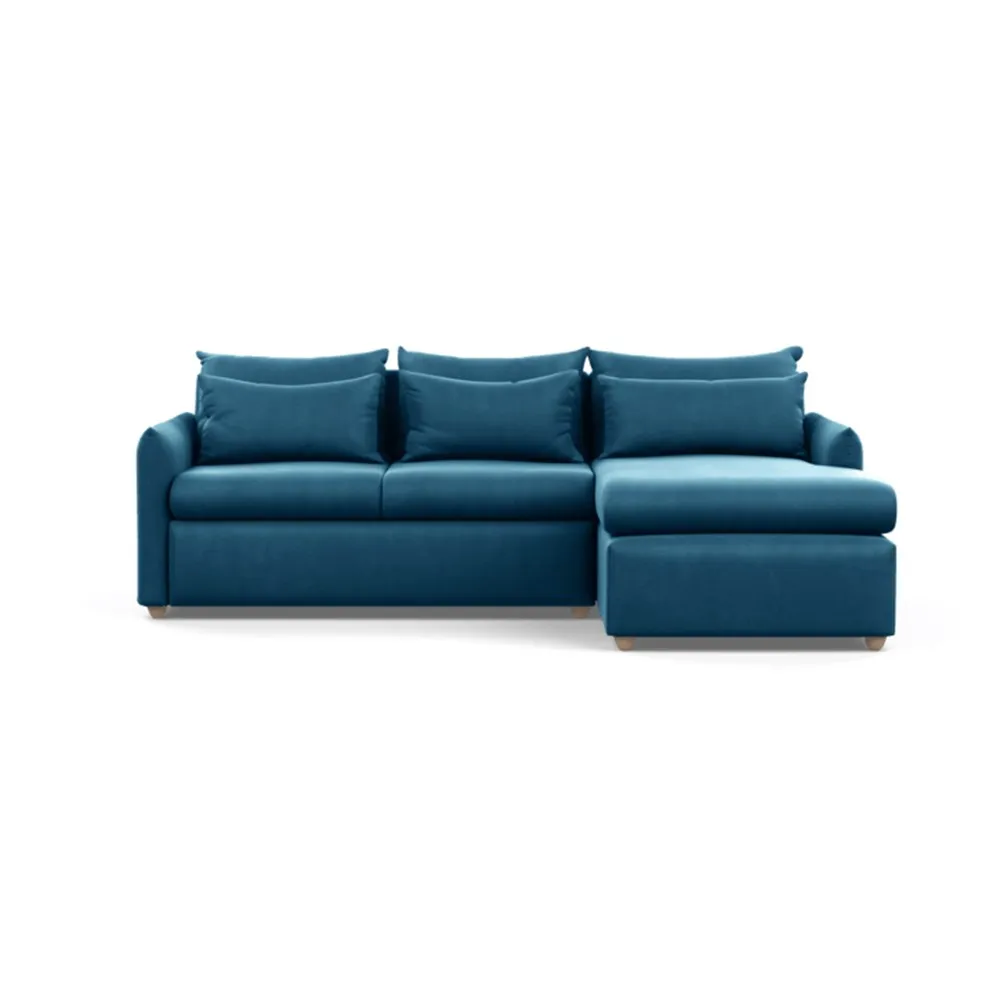 Heal's Pillow Medium Right Hand Corner Chaise Varese Velvet Delft Natural