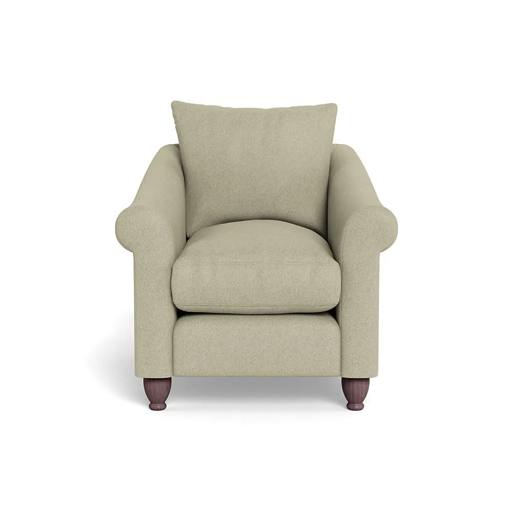 Heal's Devon Armchair Cotton Grain Dark Brown Feet