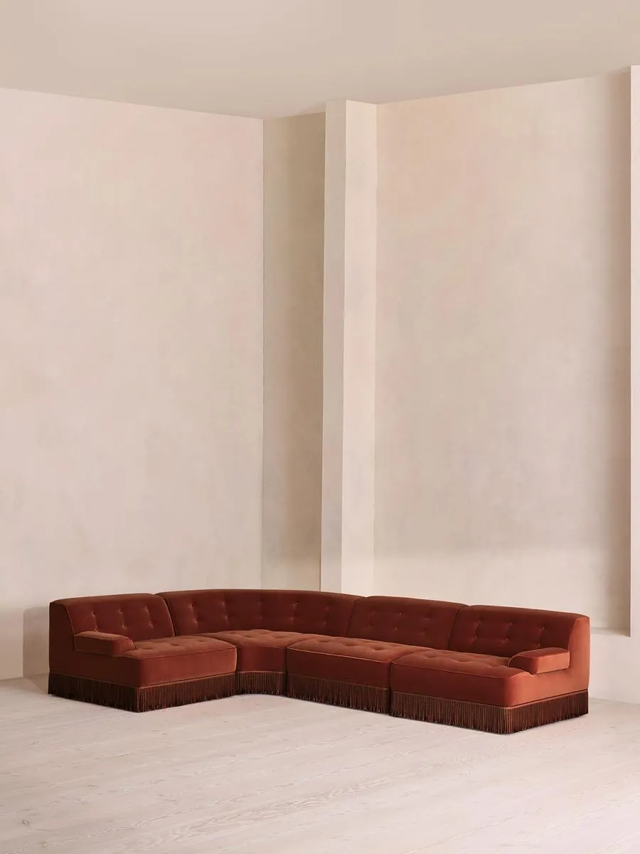 Elowen Modular Sofa, L-Shape Sofa, Velvet, Rust