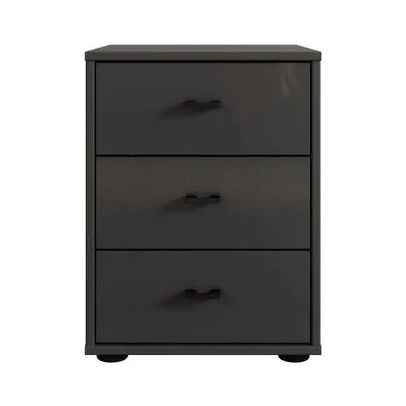 Wiemann Kahla Glass Fronted 3 Drawer Bedside Table 2