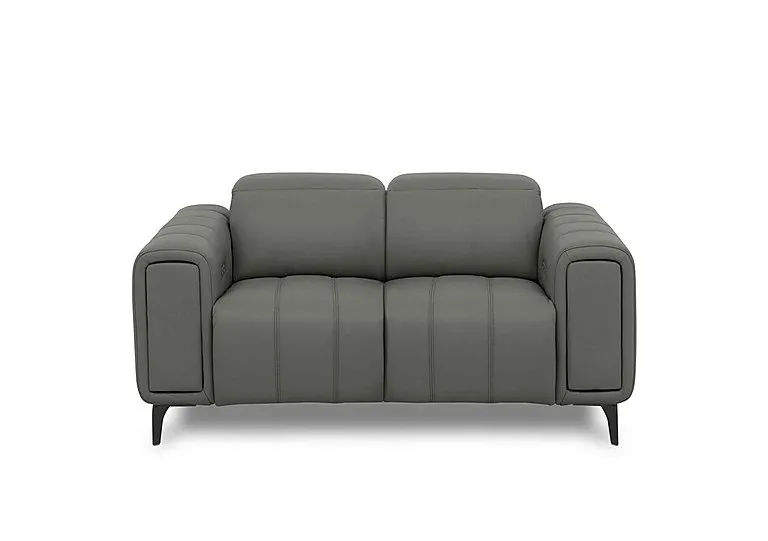 Elphaba Leather 2 Seater Power Recliner Sofa with Storage Arms - Elephant Cat - Sofas and Armchairs