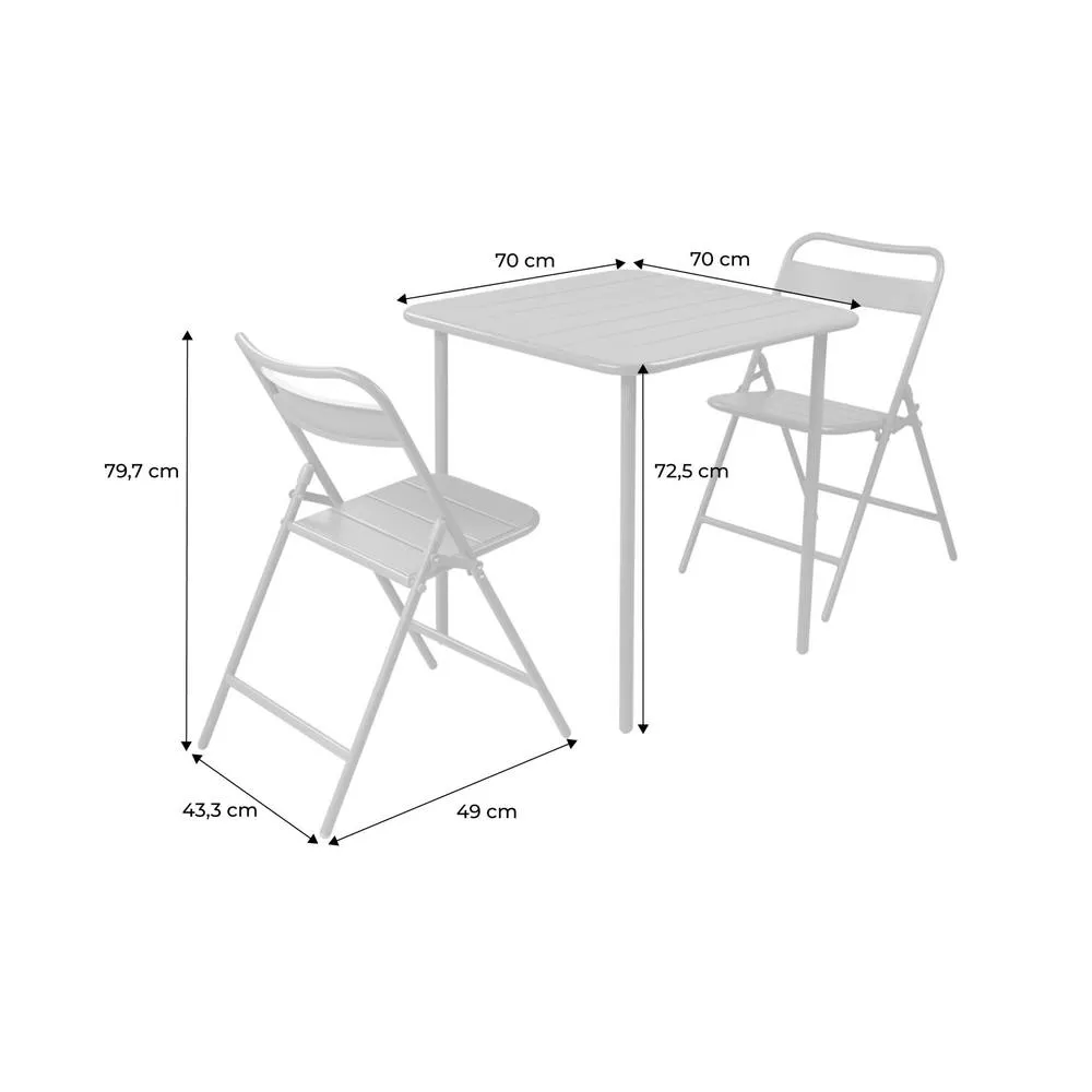 sweeek Metal garden table + 2 chairs in Terracotta 5