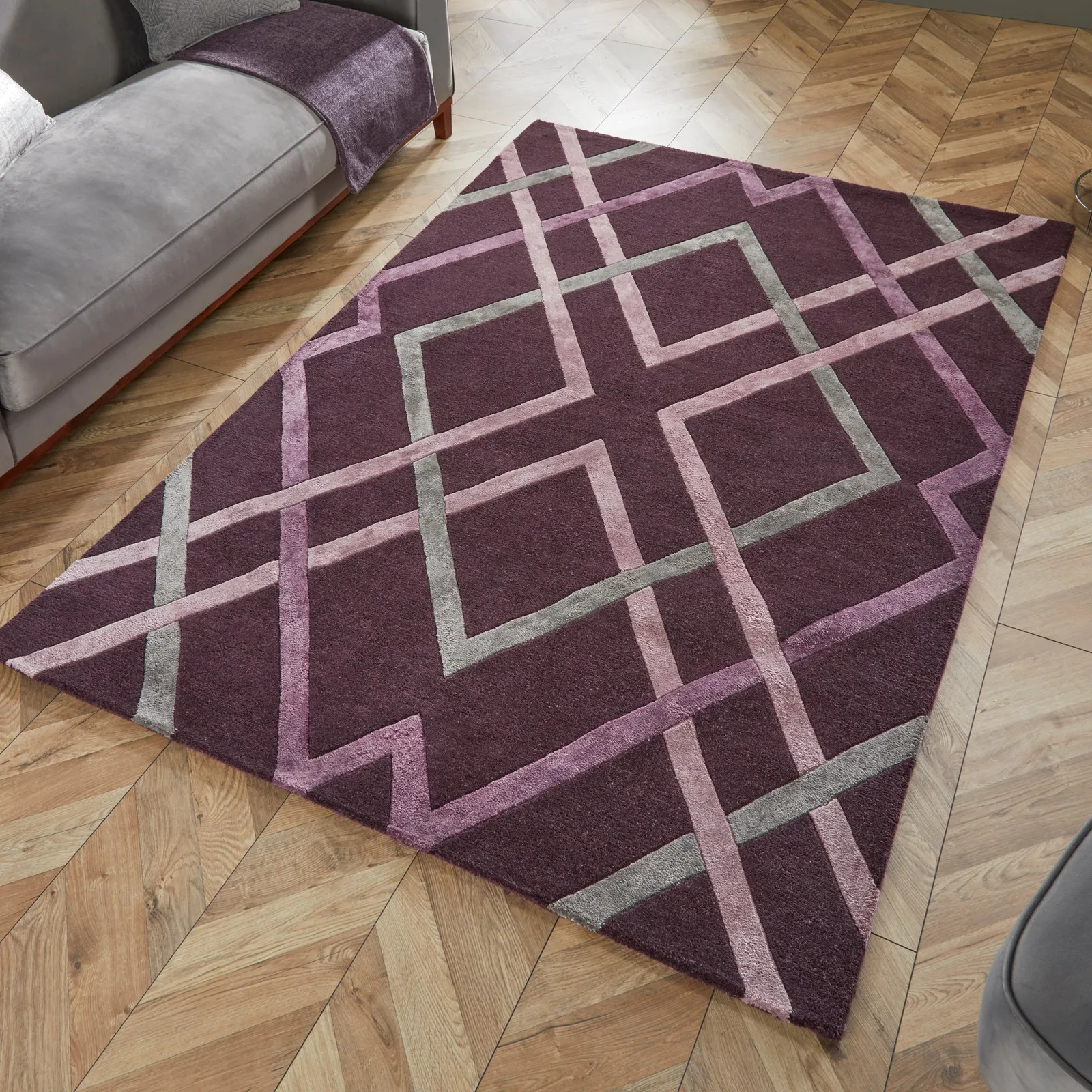 Trellis Rug Purple and Grey