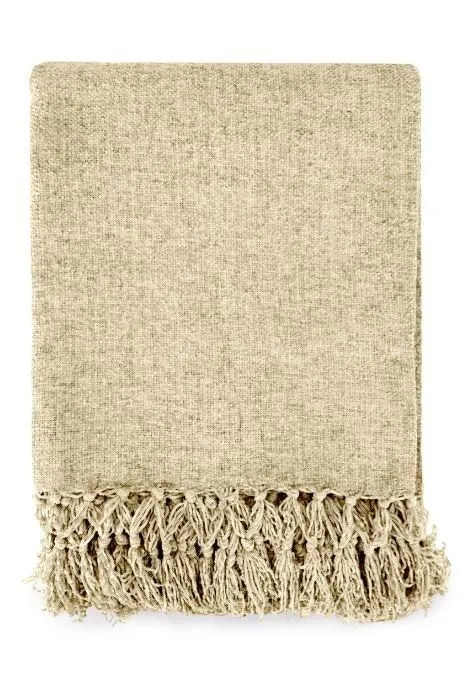 New Edge Blinds NewEdgeBlinds Camilla Collection Chenille Throw in Natural (60" x 80")