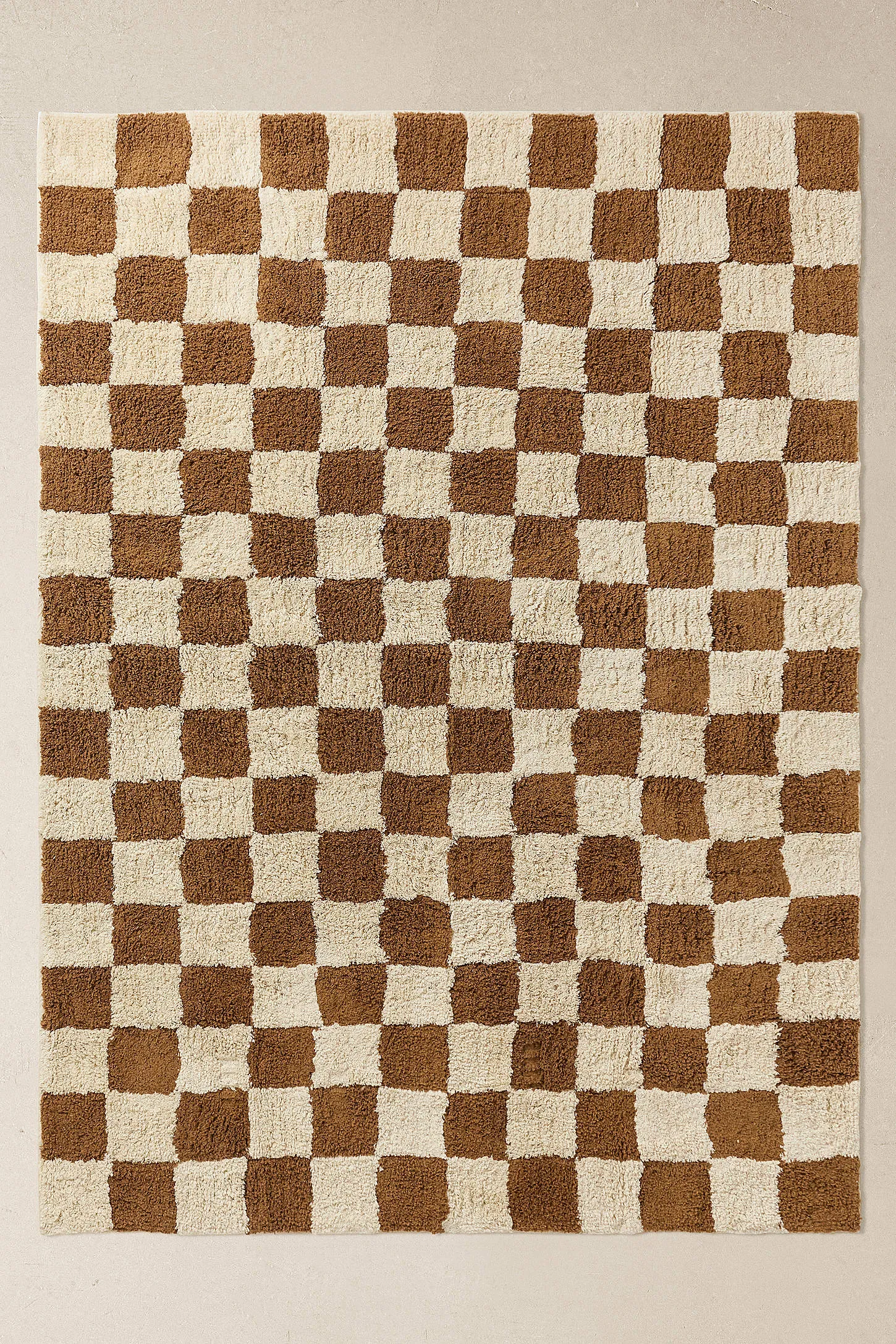 Shaggy Check Terracotta 5x7ft / 150x210cm Rug - Rust