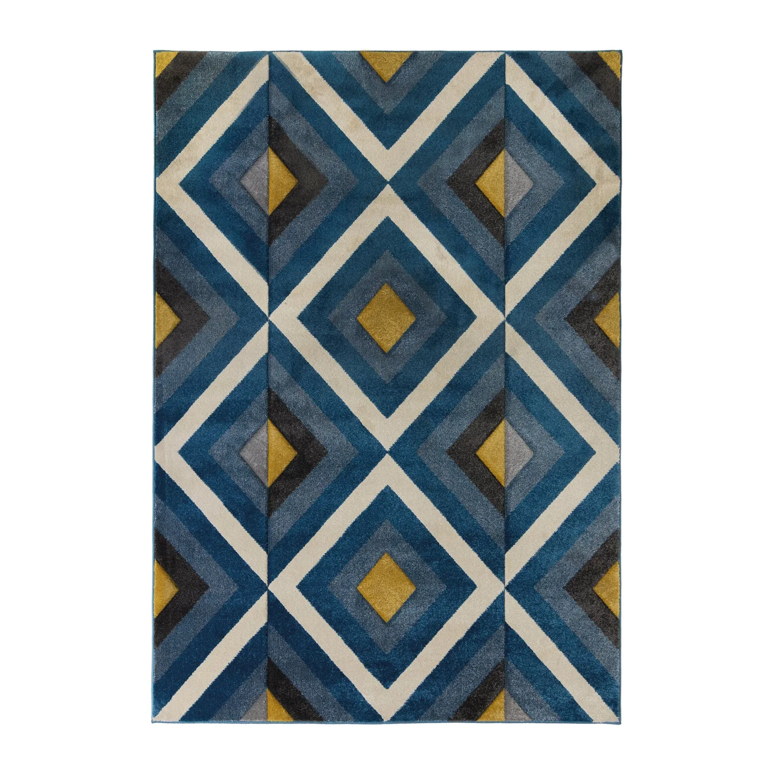 Paloma Geometric Rug Blue, Yellow and Black