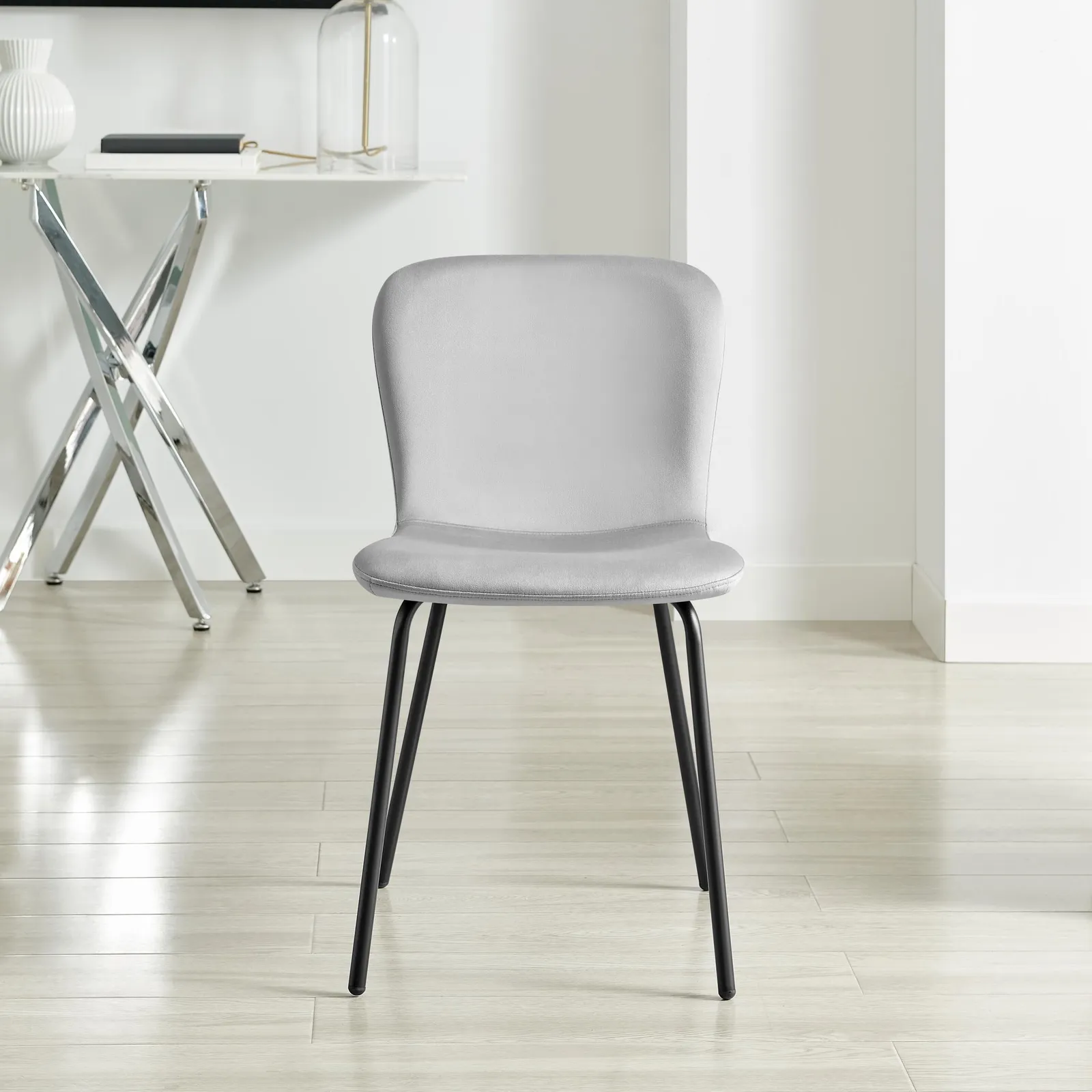 FurnitureboxUK 2 x Asti Black Velvet Dining Chairs in Grey 5
