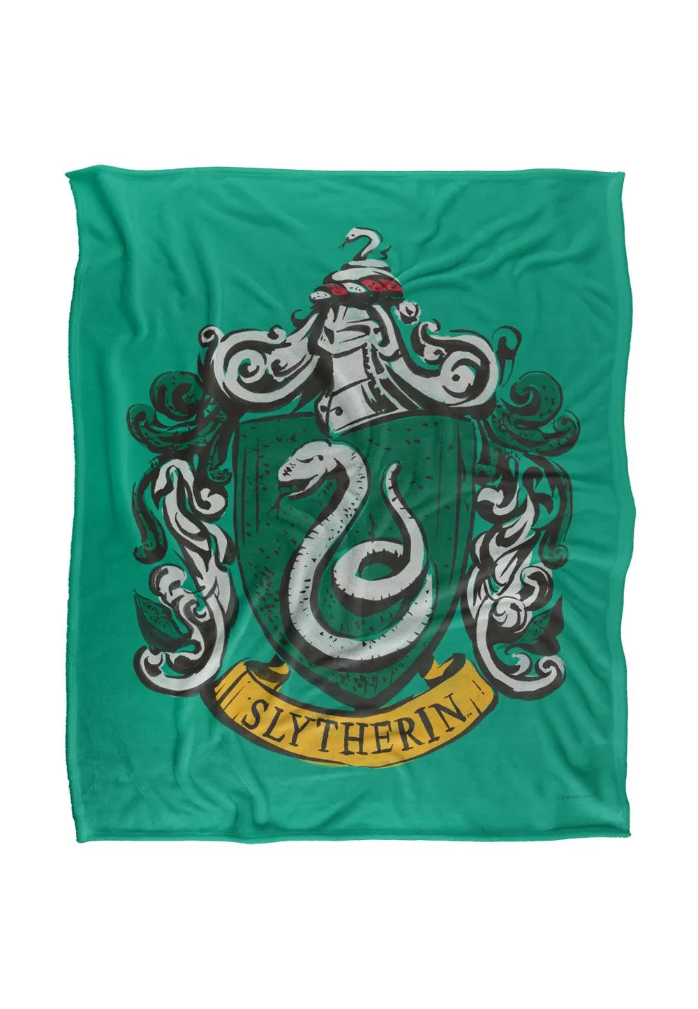 Harry Potter Drawn Slytherin Crest Officially Licensed Silky Touch Super Soft Throw Blanket 152x127 cm in White